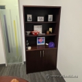 Brown 2 Door Storage Cabinet w/ Overhead Shelves